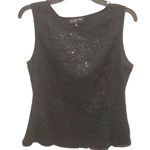 🔥5 for $20🔥JONES NEW YORK‎ COLLECTION Black Sleeveless Sequin Tank Top Size 12